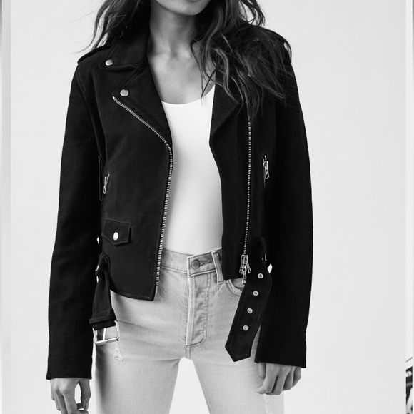 Wilfred Free Lennon Suede Biker Jacket in Black Sz Small ~NEW - Picture 5 of 7